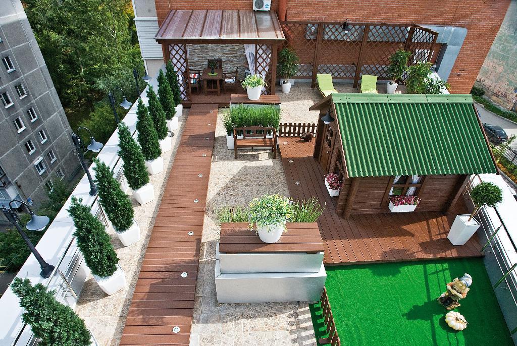 Озеленение террасы на крыше многоквартирного дома